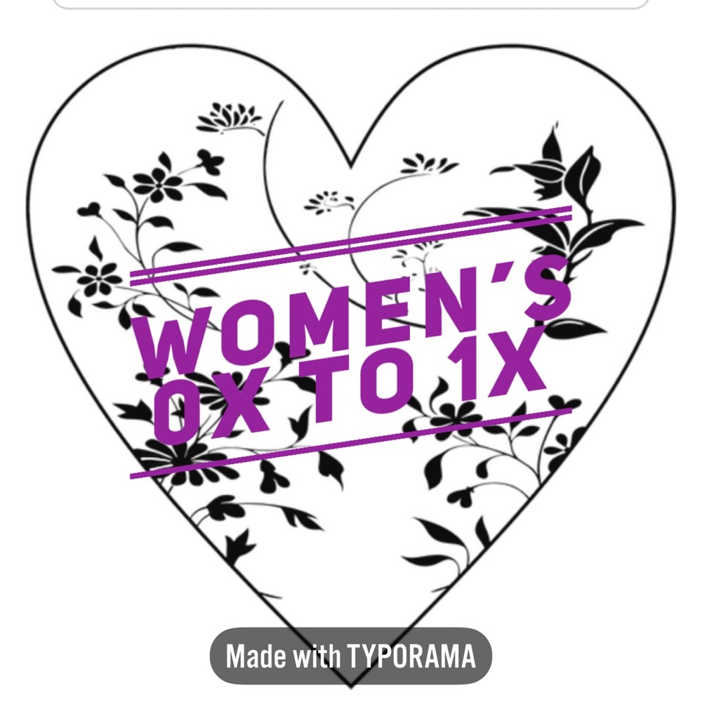 Women’s Clothing Size 0X to 1X